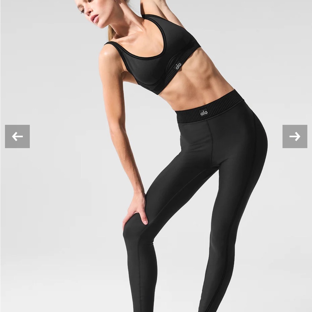 ALO Yoga Sleek Black Leggings Airlift High-Waist 7/8 Line Up Legging